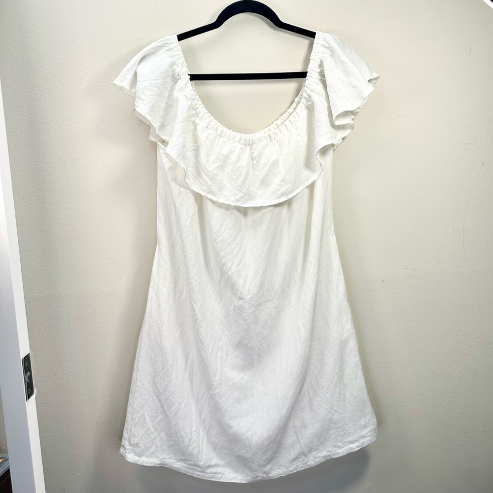 Tommy Bahama Linen Dye Off the Shoulder Dress, White, Medium - Picture 5 of 16